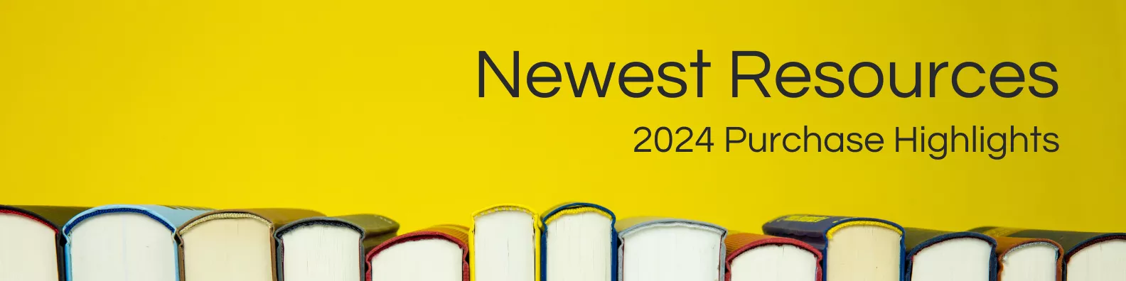 banner logo - yellow background and books with title of Newest Purchases